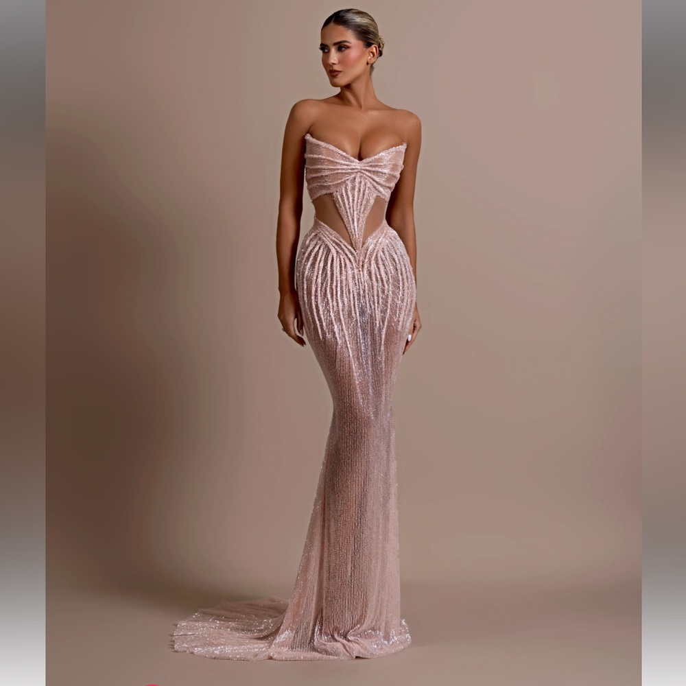 Dodone Avdiu Pink beaded gown